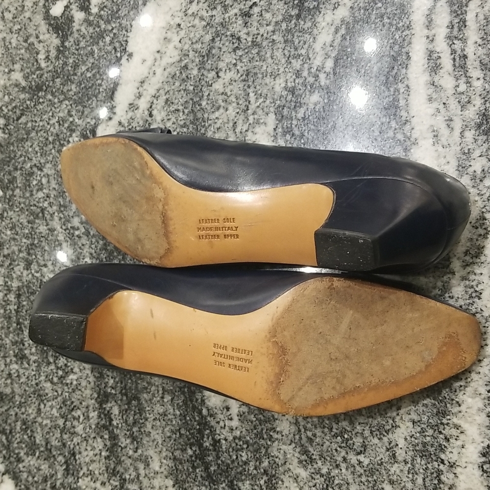 Navy Blue Bows on Toes Salvatore Feragamo 9AAA - Picture 8 of 13